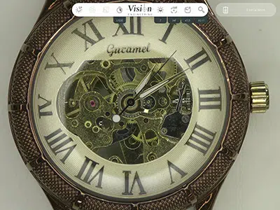 10x magnification of a watch