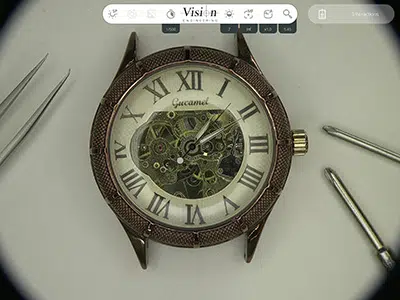 5x magnification of a watch