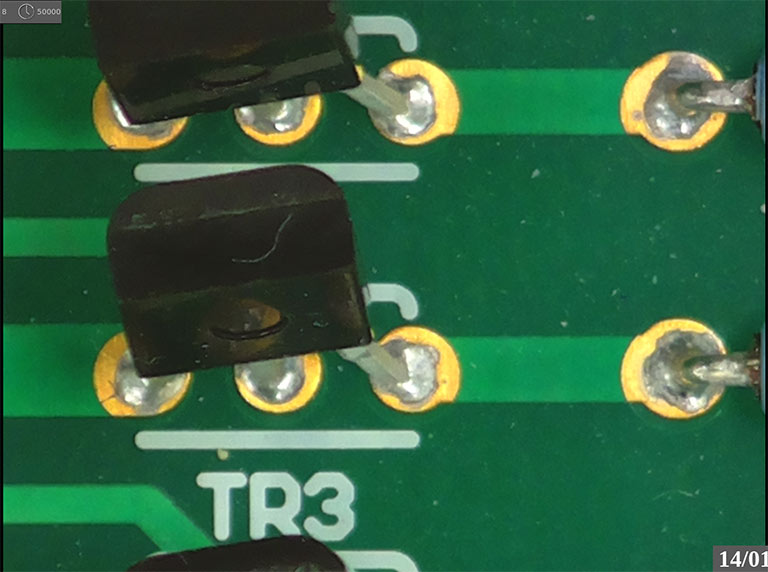 close up of pcb components